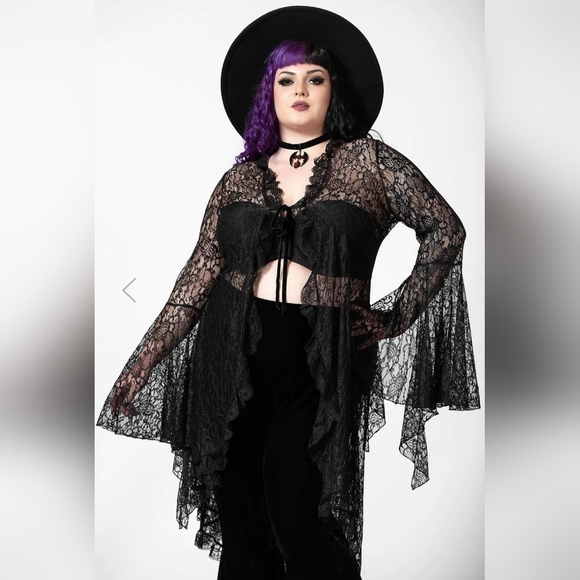 Killstar Sweaters - Beautiful Killstar Vilania Lace Duster - Black - 4XL - NWT - Lovely Item!